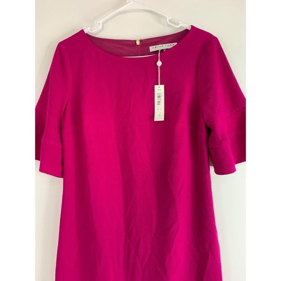 Womens Trina Turk Size 4 Soujurn Fuscia Dress Sheath NWT Lined Bell Sleeve 6115 - Picture 3 of 13
